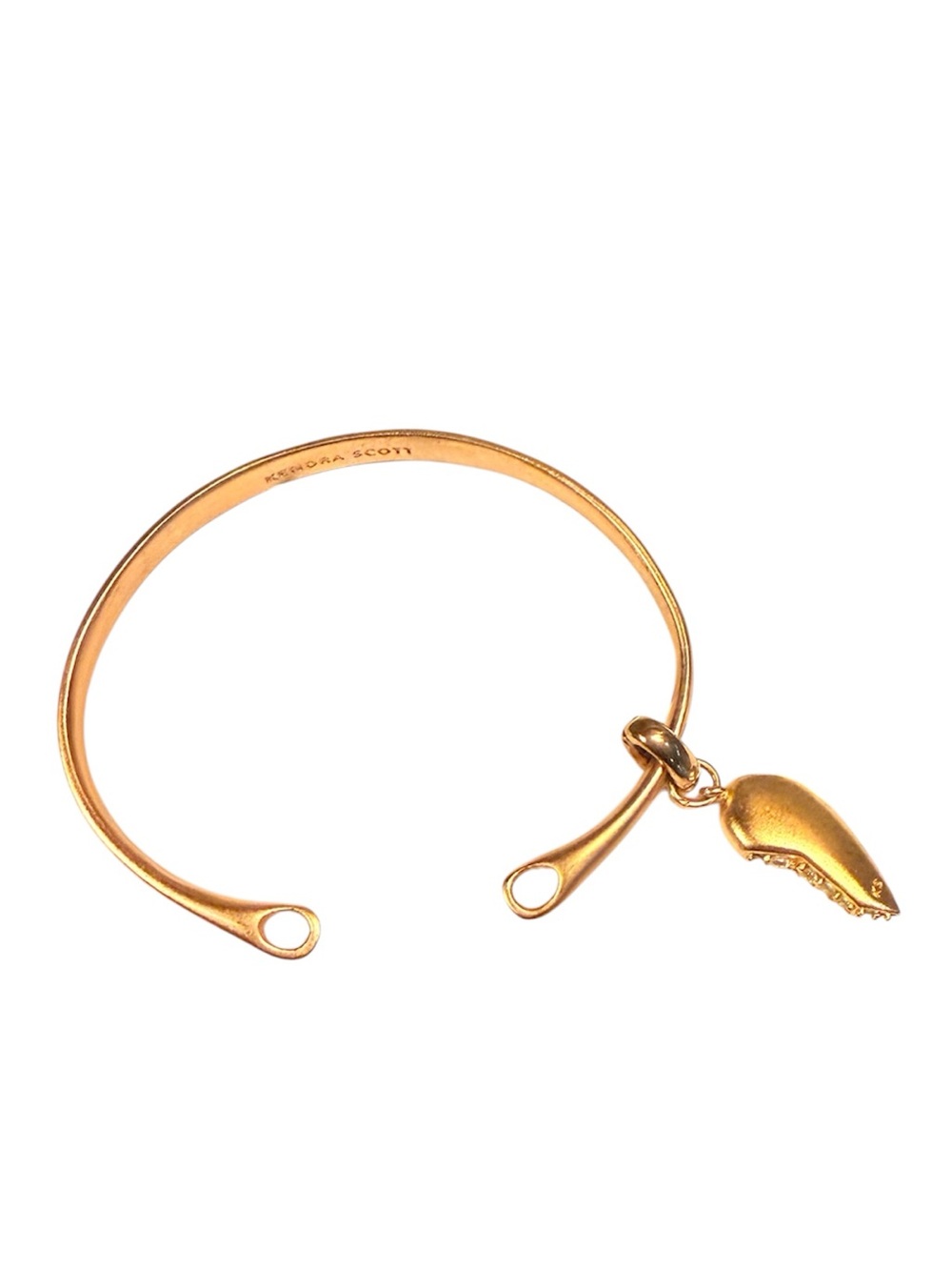 Vintage Kendra Scott Rose Gold Open Cuff Bracelet Half Heart CZ Crystal Charm